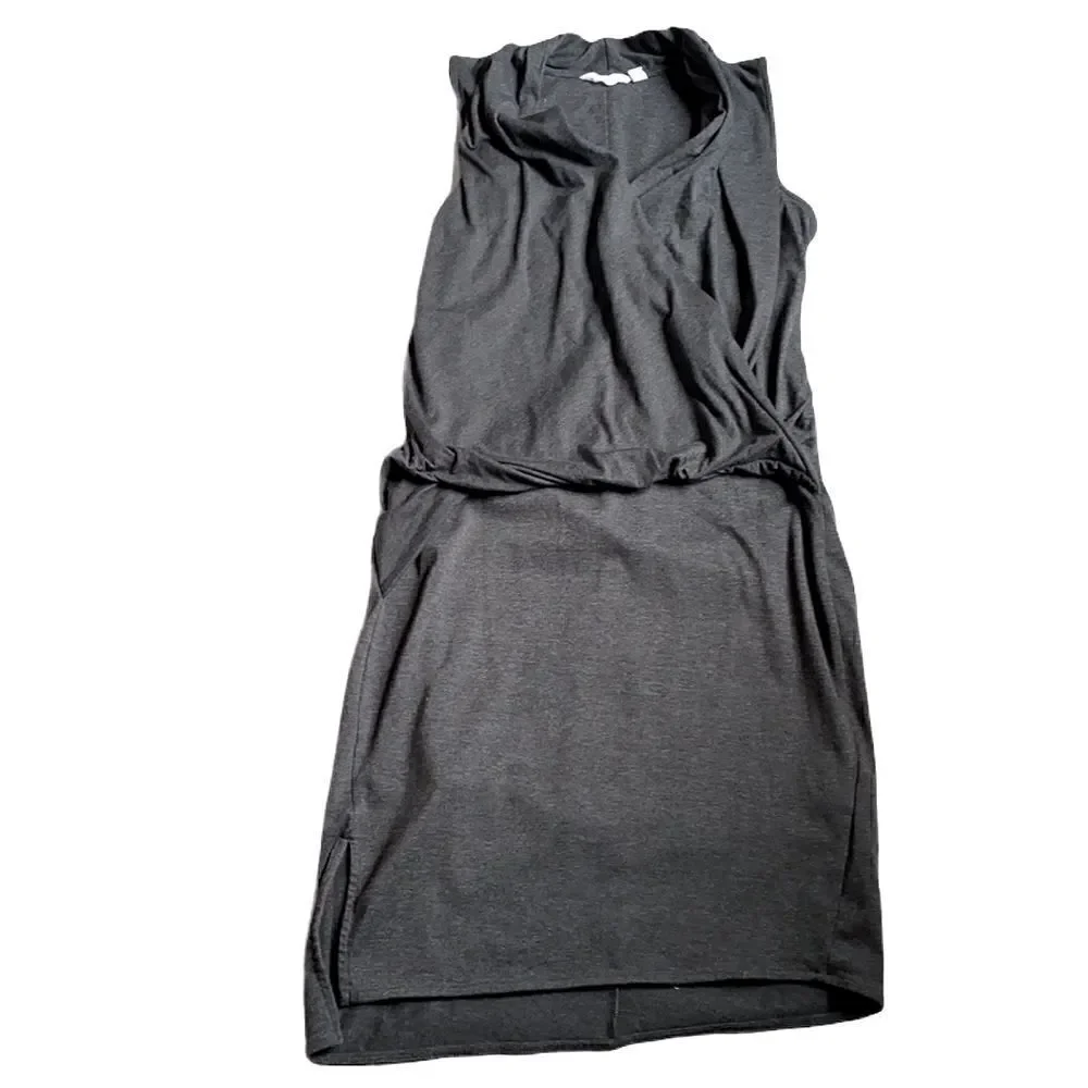 Athleta Gray Sleeveless Mini Dress XS V Neck Wrap Casual